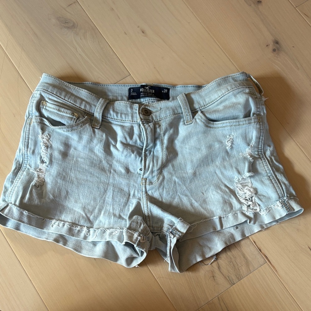 Hollister Women's Faded Blue Jean Shorts